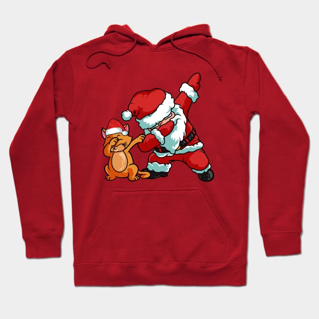 Funny Santa Claus and Dabbing Cat Hoodie by TonTomDesignz